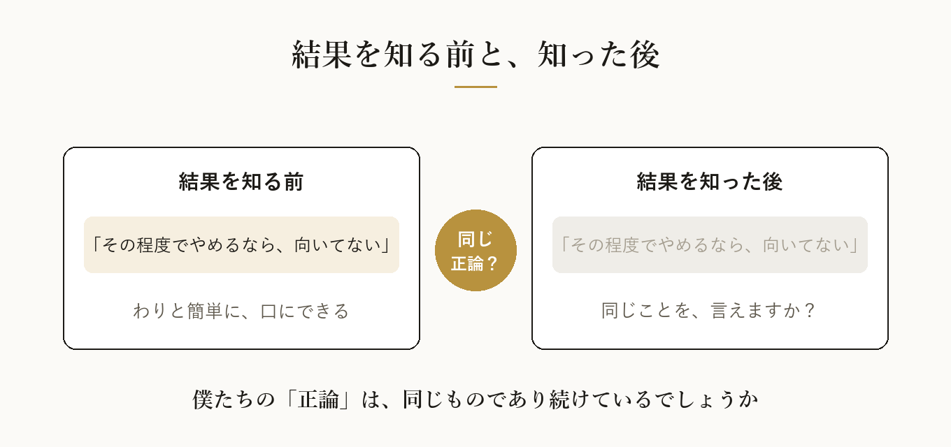 結果を知る前と、知った後